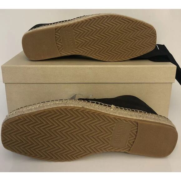 New $495 Armani Collezioni Espadrilla Mens Leather High Top Brown 9 US X6S003 main image 7
